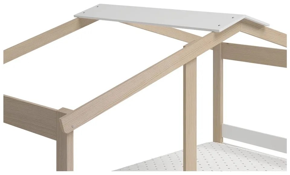 Biela/prírodná domčeková detská posteľ v dekore borovice 90x190 cm Angel - Marckeric