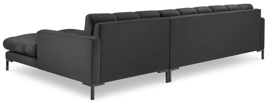 Tmavosivá zamatová rohová pohovka Cosmopolitan Design Bali, pravý roh