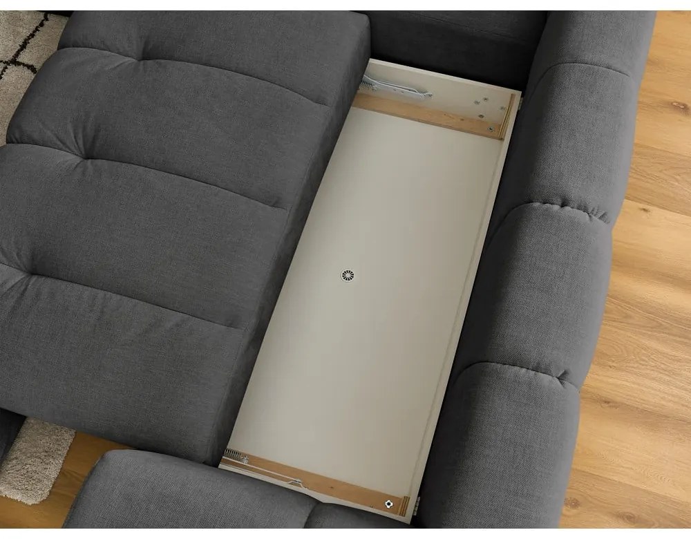 Tmavosivá rozkladacia/s úložným priestorom rohová pohovka (ľavý roh/do L) Fuji – Bobochic Paris