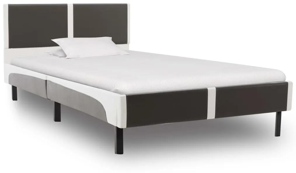Rám postele sivo-biely umelá koža 90x200 cm
