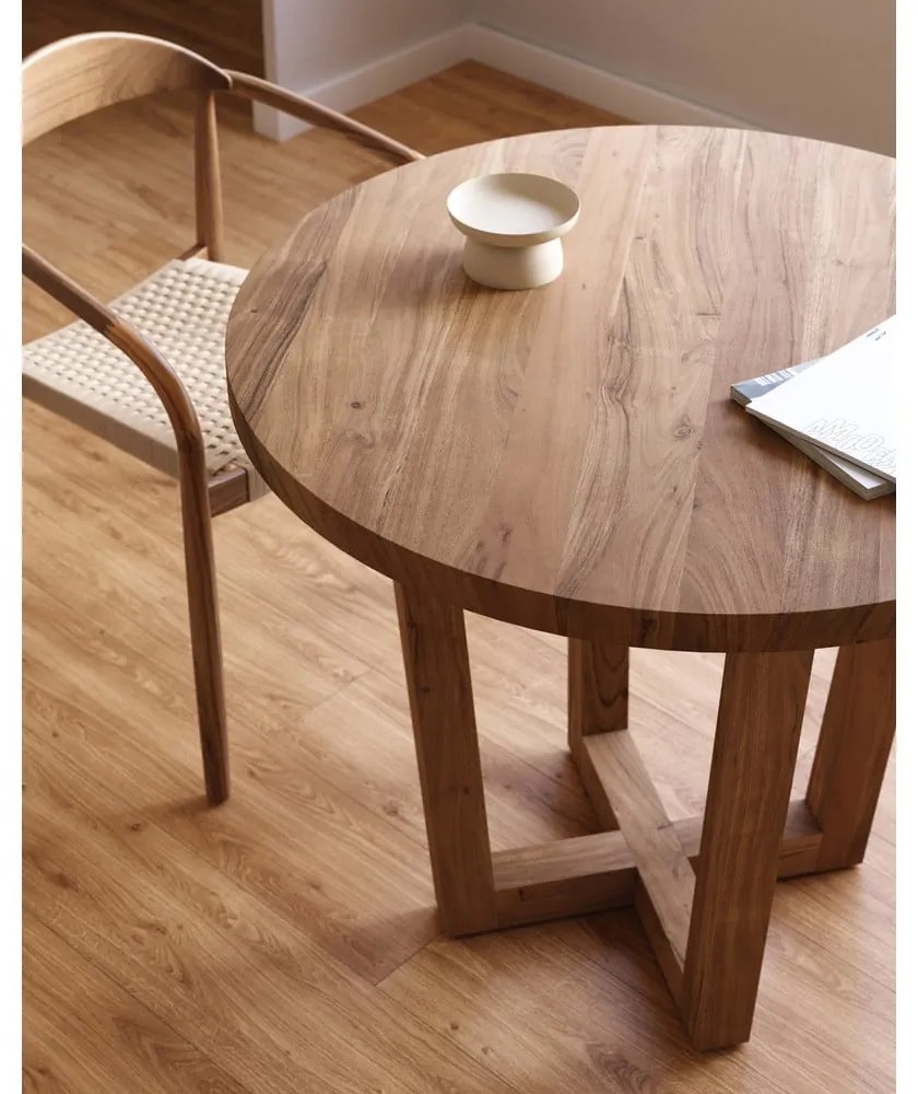 Okrúhly jedálenský stôl z masívu akácie v prírodnej farbe ø 90 cm Nahla – Kave Home