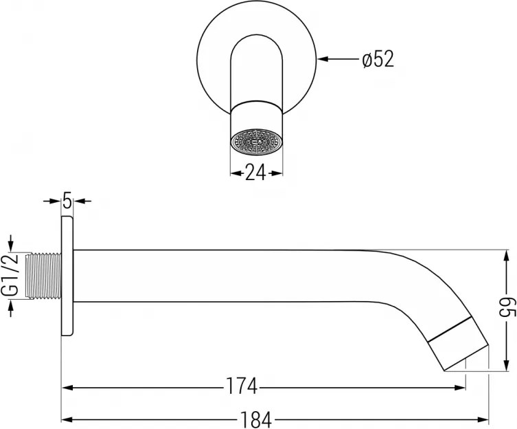 Mexen ALMA, podomietkové vaňové rameno 20cm Farba: Čierna