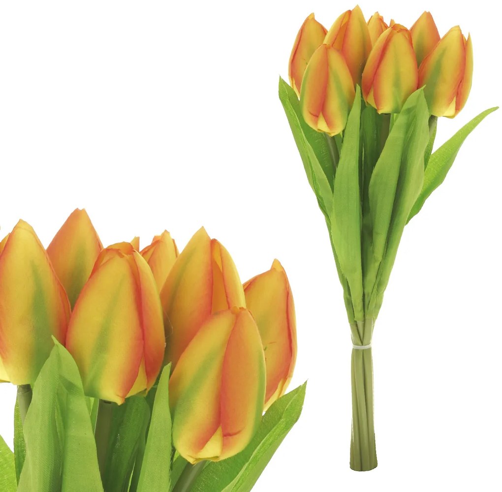 Umelá kytica Tulipán 7 kvetov, žltá, 15 x 15 x 35 cm