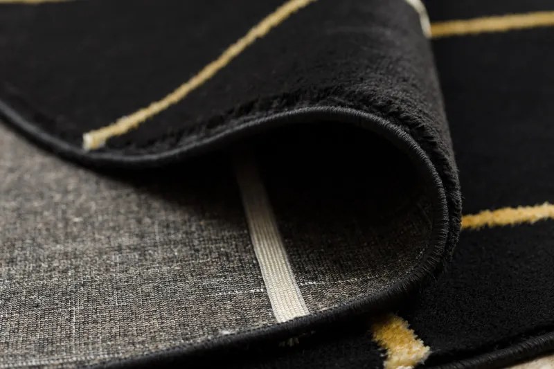 Dywany Łuszczów, Kusový koberec Emerald geometric 1012 black and gold kruh, 120x120 (priemer) kruh, čierna, chodba / predsieň