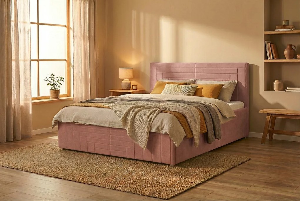 Postel FILI 120x200 cm Ružová S matracom