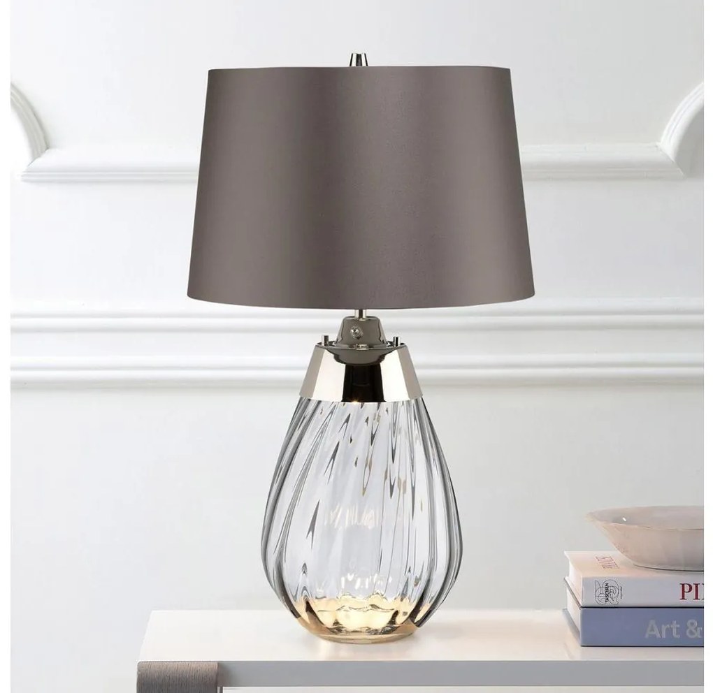 Elstead LENA-TL-S-SMOKE - LED Stolná lampa LENA 1xE27/60W/230V + 1xGU10/7W šedá