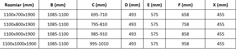 Mexen Omega, sprchovací kút s posuvnými dverami 110 (dvere) x 70 (stena) cm, 8mm sklo, zlatý profil-číre sklo, 825-110-070-50-00
