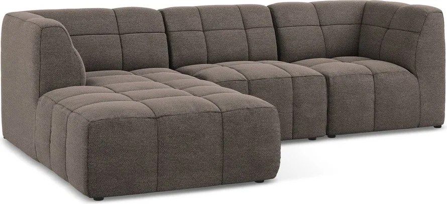 Hnedá rohová pohovka z textílie buklé (ľavý roh/s leňoškou) Aloha – Makamii