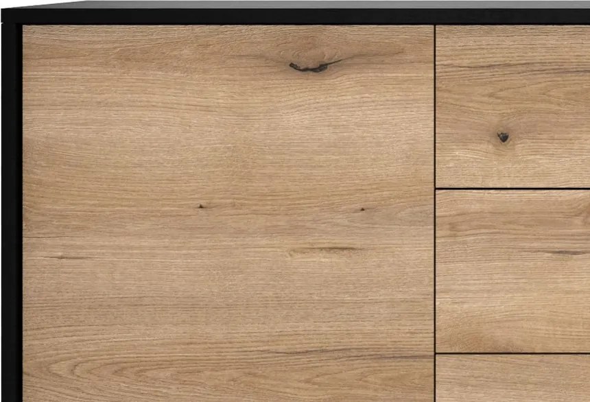 Široká komoda so zásuvkami Diamond, čierna/dub