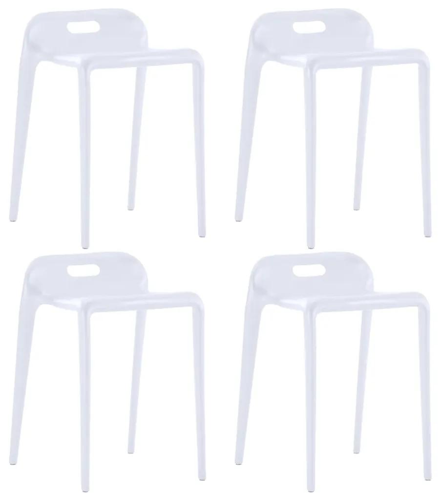 vidaXL Stohovateľné stoličky 4 ks biele plastové