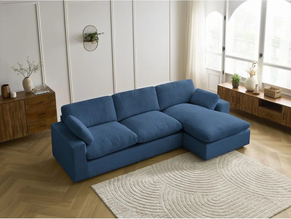 Modrá menčestrová rohová pohovka Belair – Bobochic Paris