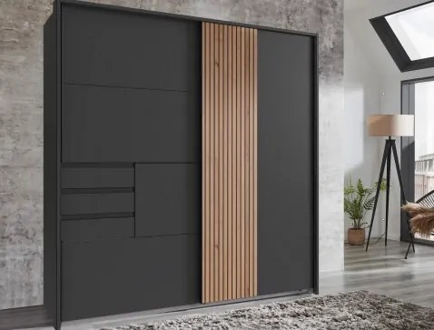 Šatníková skriňa Coburg, 180 cm, grafit/dub artisan%