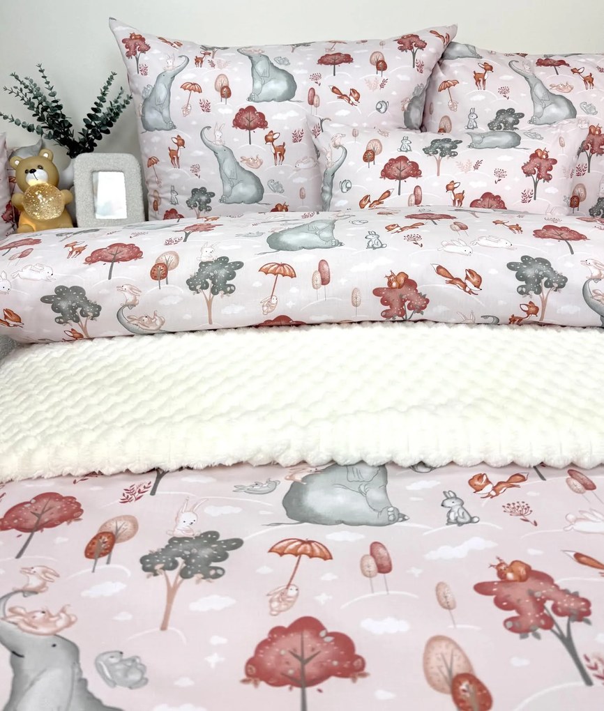 Obliečky Zvieratkový svet 140x200 / 70x90 cm – 100% bavlna, pastelový detský motív so zvieratkami, zips