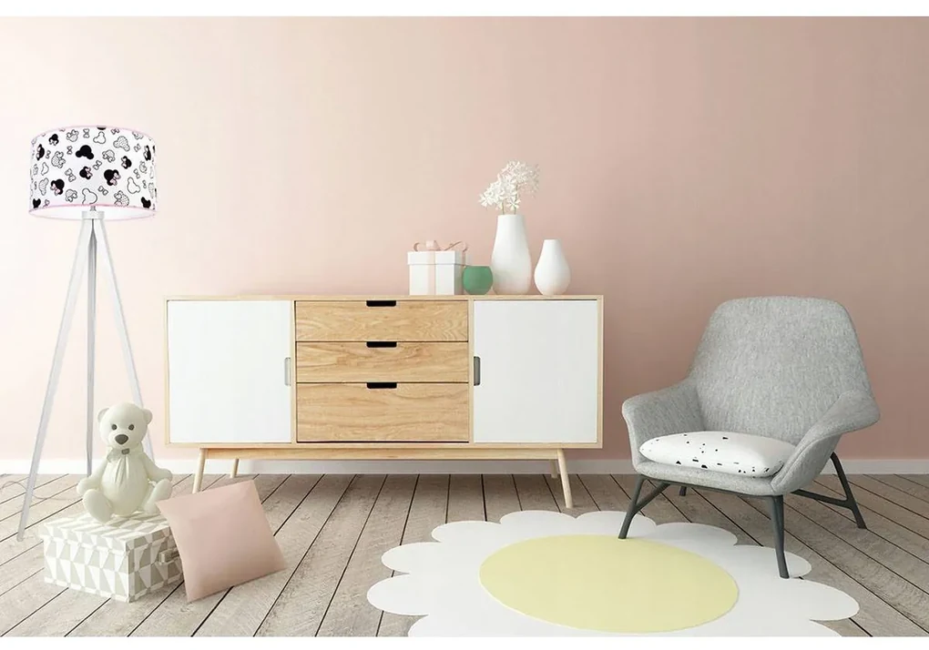 Detská stojacia lampa Minnie, 1x textilné tienidlo, (výber z 2 farieb konštrukcie)