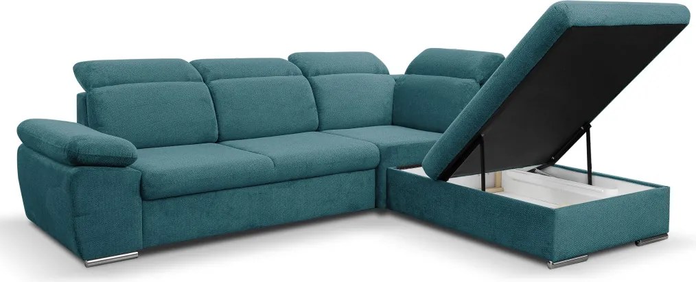 Rohová sedačka Aldon, petrolejová štruktúrovaná látka, pravý roh