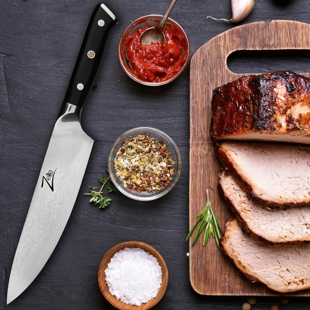 Zelite Infinity by Klarstein Alpha-Royal Japanese Series, 8" nôž šéfkuchára, damašková oceľ