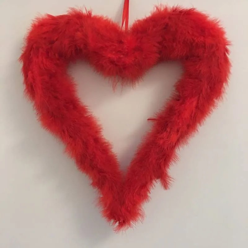 DECOLED Srdce z peria, 37 cm, červené