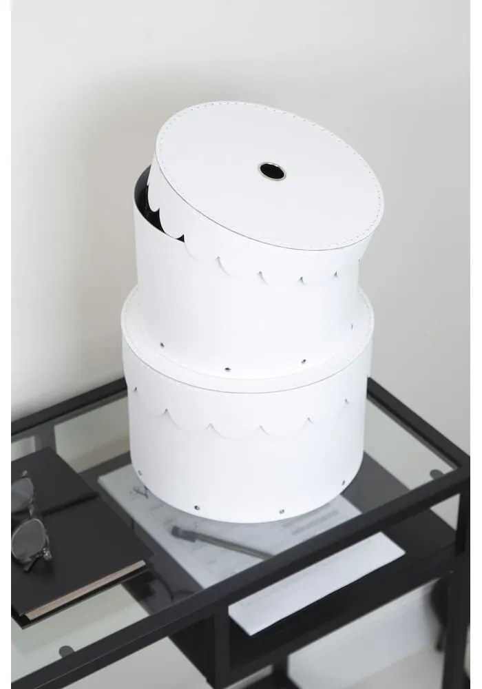 Biele kartónové úložné boxy v súprave 2 ks s vekom ø 26x17,5 cm Wilma Paper Laminate – Bigso