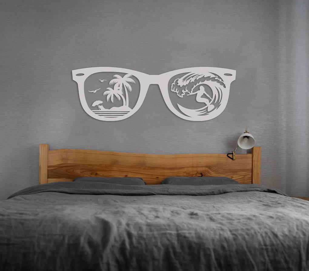 Drevená nálepka slnečných okuliarov s motívom pláže - Sivá
