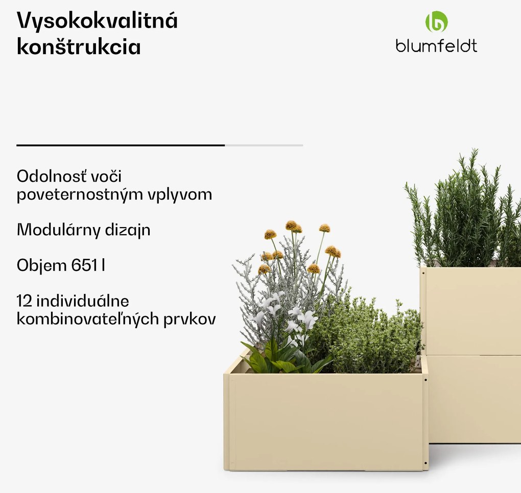 Blumfeldt Versagrow vyvýšený záhon s 12 modulmi, individuálny tvar, hrúbka 1 mm, nehrdzavejúca oceľ