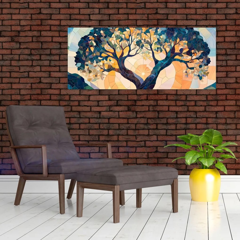 Obraz – Mozaika – slnko a strom II. (120x50 cm)
