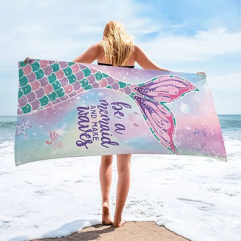 Rýchloschnúca plážová osuška BE A MERMAID 70 x 150 cm farebná, 100% mikrovlákno