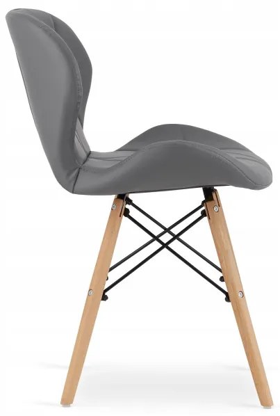 Jedálenský stôl TODI biely 80 cm so štyrmi stoličkami LAGO sivé, ekokoža