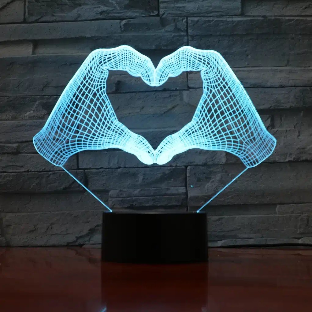 3Dmix 3DL-WD013 – 3D LED nočná lampa - Srdce z rúk (Wood)