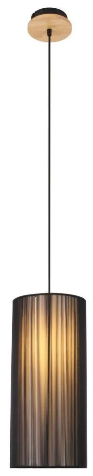 Luster na lanku KIOTO 1xE27/40W/230V pr. 18 cm čierna/buk