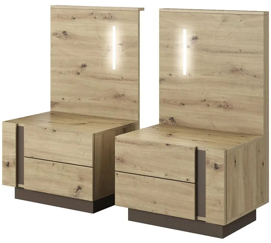 Nočné stolíky s osvetlením Arco dub artisan/grafit