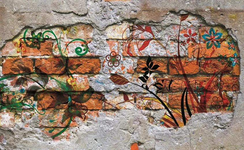 Fototapeta Graffitti on the brick wall vlies 208 x 146 cm