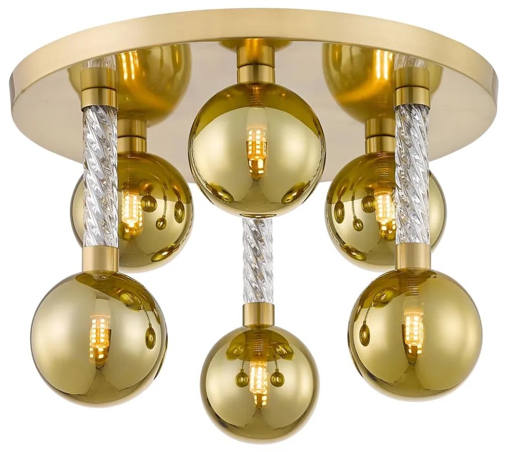 Zuma Line C0583-06D-2GHF - Prisadený luster MIDA 6xG9/6W/230V mosadz