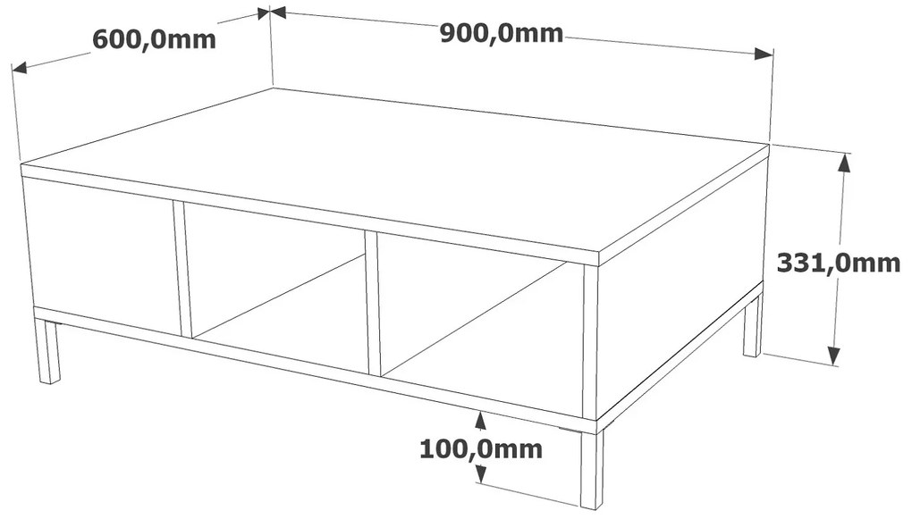 Dizajnový konferenčný stolík Palesa 90 cm borovica / antracitový