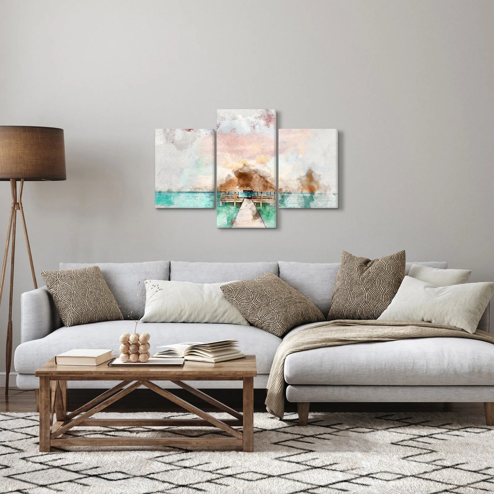 Obraz - Maledivy, drevené mólo (90x60 cm)