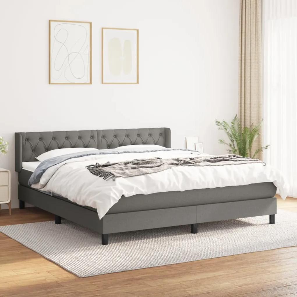 Boxspring posteľ s matracom tmavosivá 160x200 cm látka 3129962