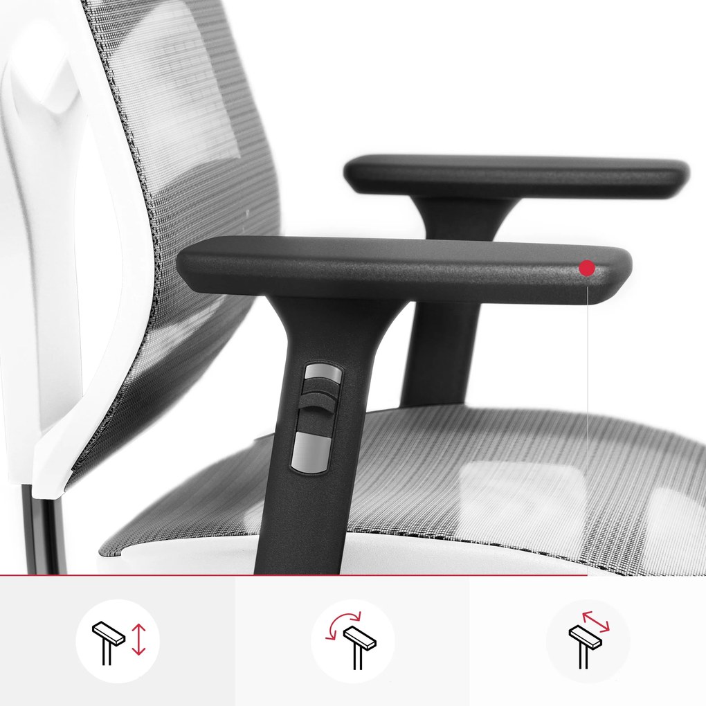 Ergonomická kancelárska stolička zo sieťoviny, biely-sivý: Diablo V-Basic