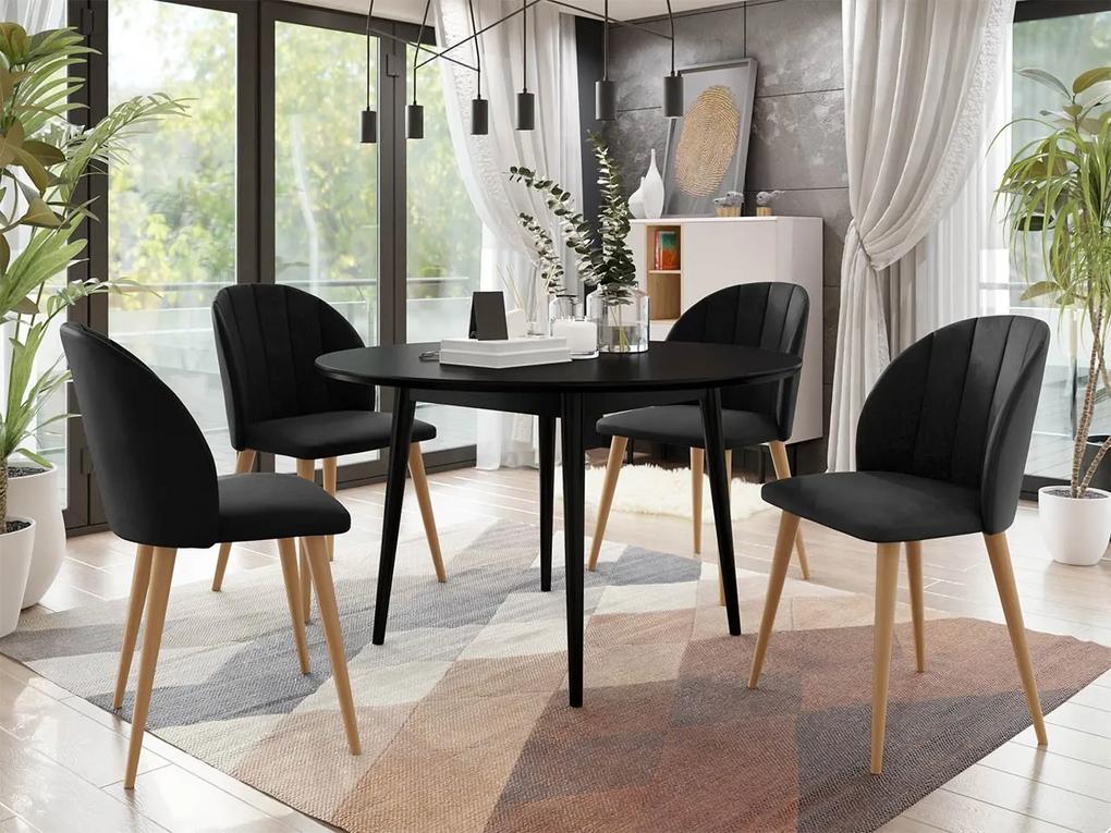 Okrúhly stôl Botiler FI 120 so 4 stoličkami ST100 04, Farby: natura, Farby: čierny, Potah: Magic Velvet 2225