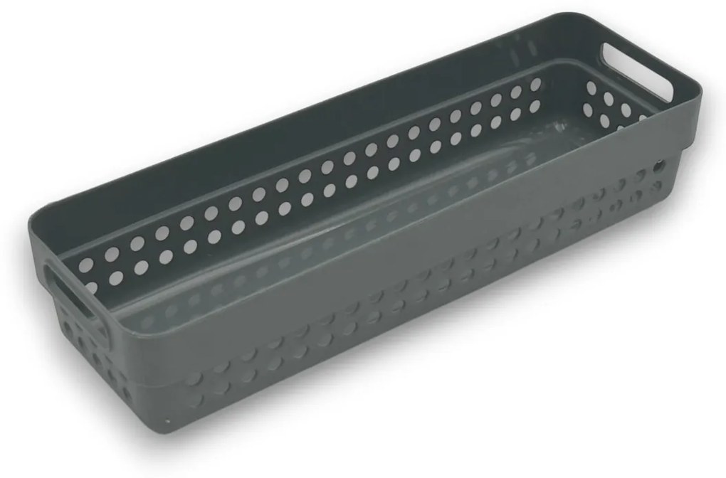 Sada 2 košíkov na organizáciu, organizéry do zásuvky KOLE 24 x 7,5 cm - sivý