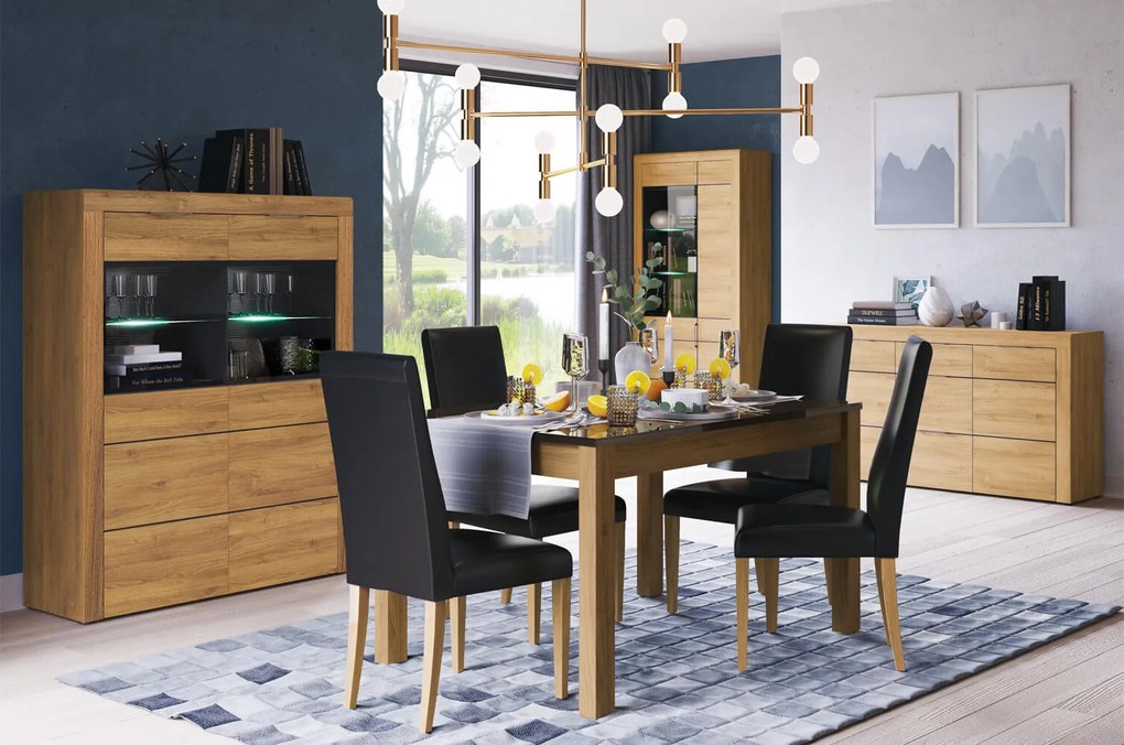 Rozkladací jedálenský stôl Kama II 40 136/210 cm dub Camargue/čierny