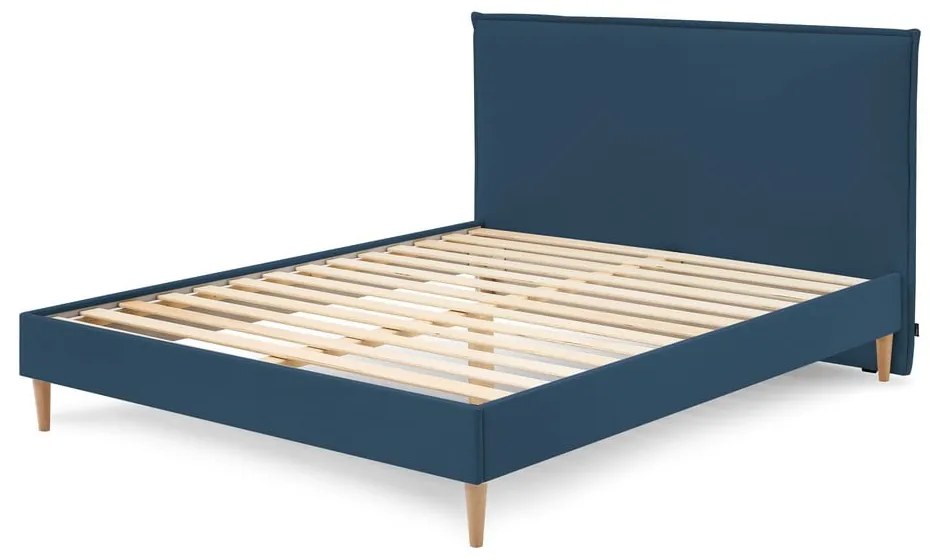 Modrá dvojlôžková posteľ Bobochic Paris Sary Light, 180 x 200 cm