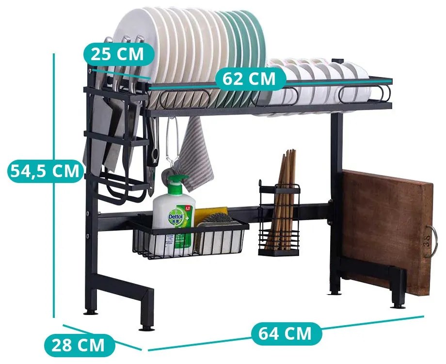 Poschodový odkvapkávač na riad na drez, dvojitý