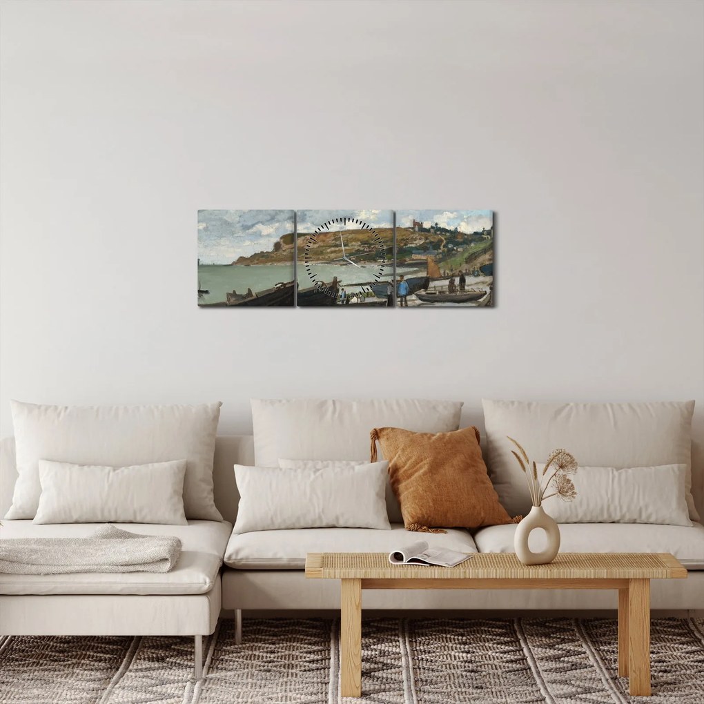 Obraz - Claude Monet, Sainte Adresse, reprodukcia (s hodinami) (90x30 cm)