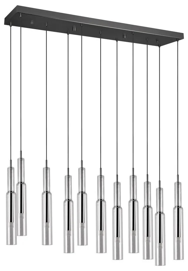 LED závesné svietidlo so skleneným tienidlom v čierno-striebornej farbe Lucent – Trio Select