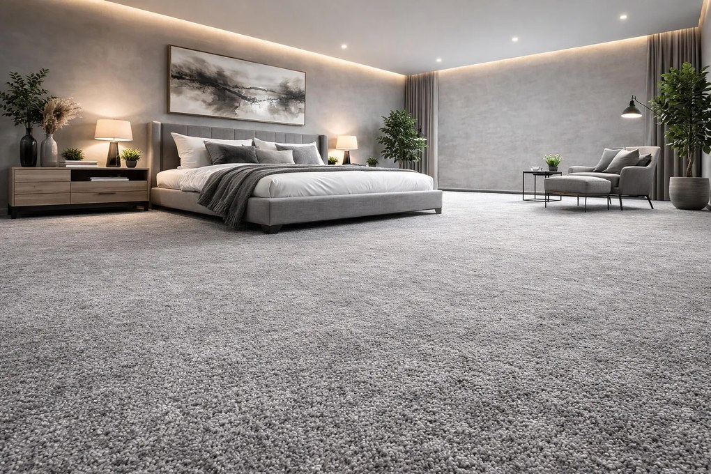 Lano, Metrážny koberec Bloom 860, na mieru, šíře 4m,5m, šedá, ab (mriežka), chodba / predsieň