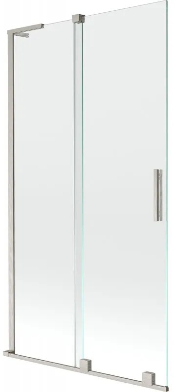 Mexen Velar L, 2-krídlová posuvná vaňová zástena 100 x 150 cm, 8mm číre sklo, brúsená oceľ, 896-100-003-01-97