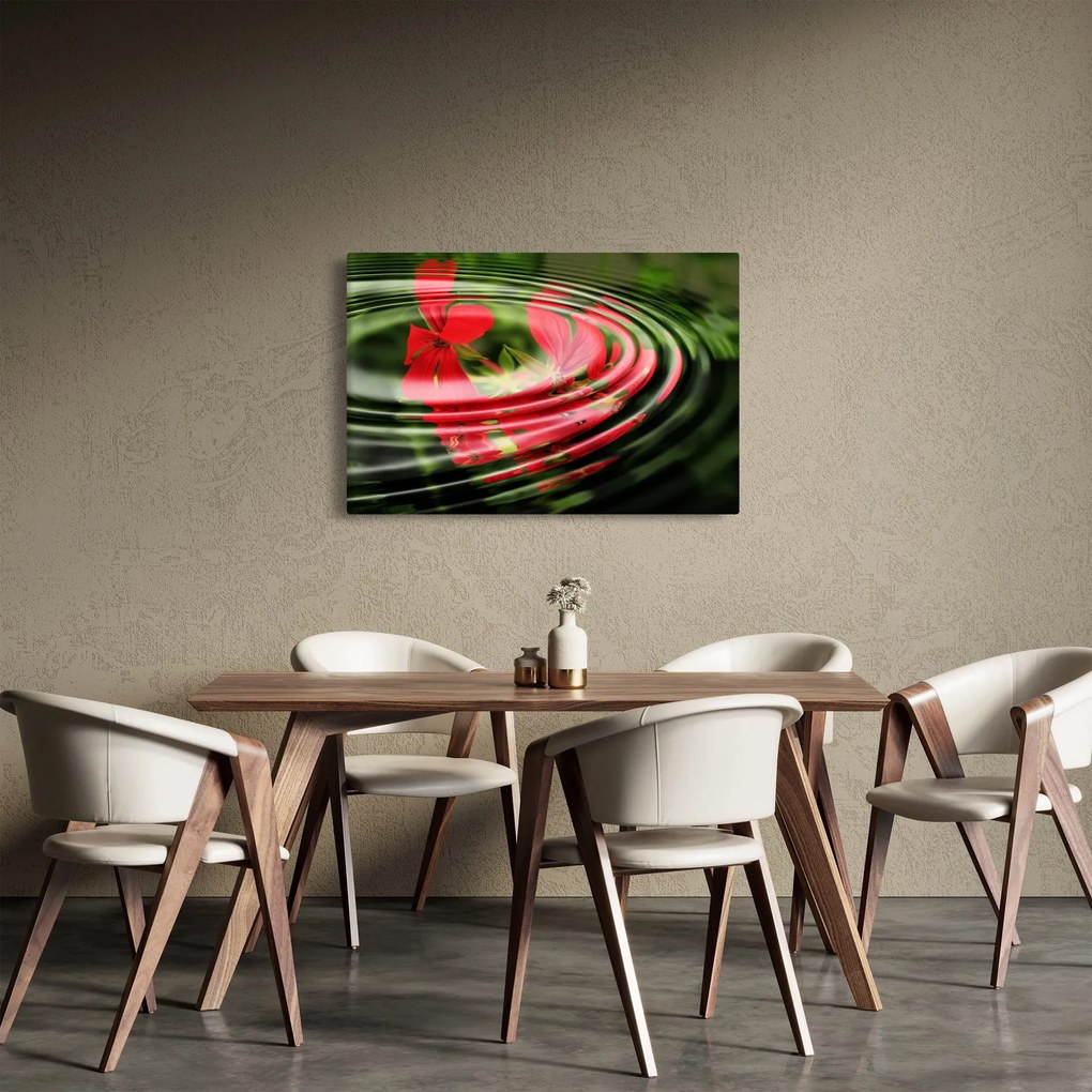Abstraktný obraz - kvety vo vlnách (90x60 cm)