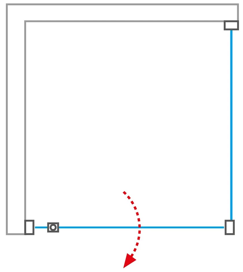 Otváracie jednokrídlové sprchové dvere OBDO1 s pevnou stenou OBB 80 cm 80 cm