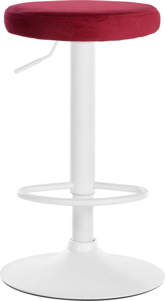 Barová stolička Ponte - zamat, biely rám - Červená