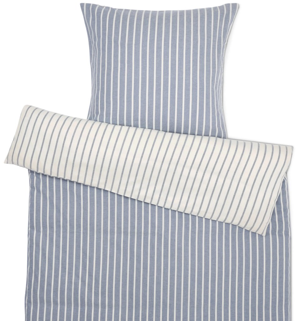 Flanelová posteľná bielizeň, pásikavá, modrá, štandardná veľkosť