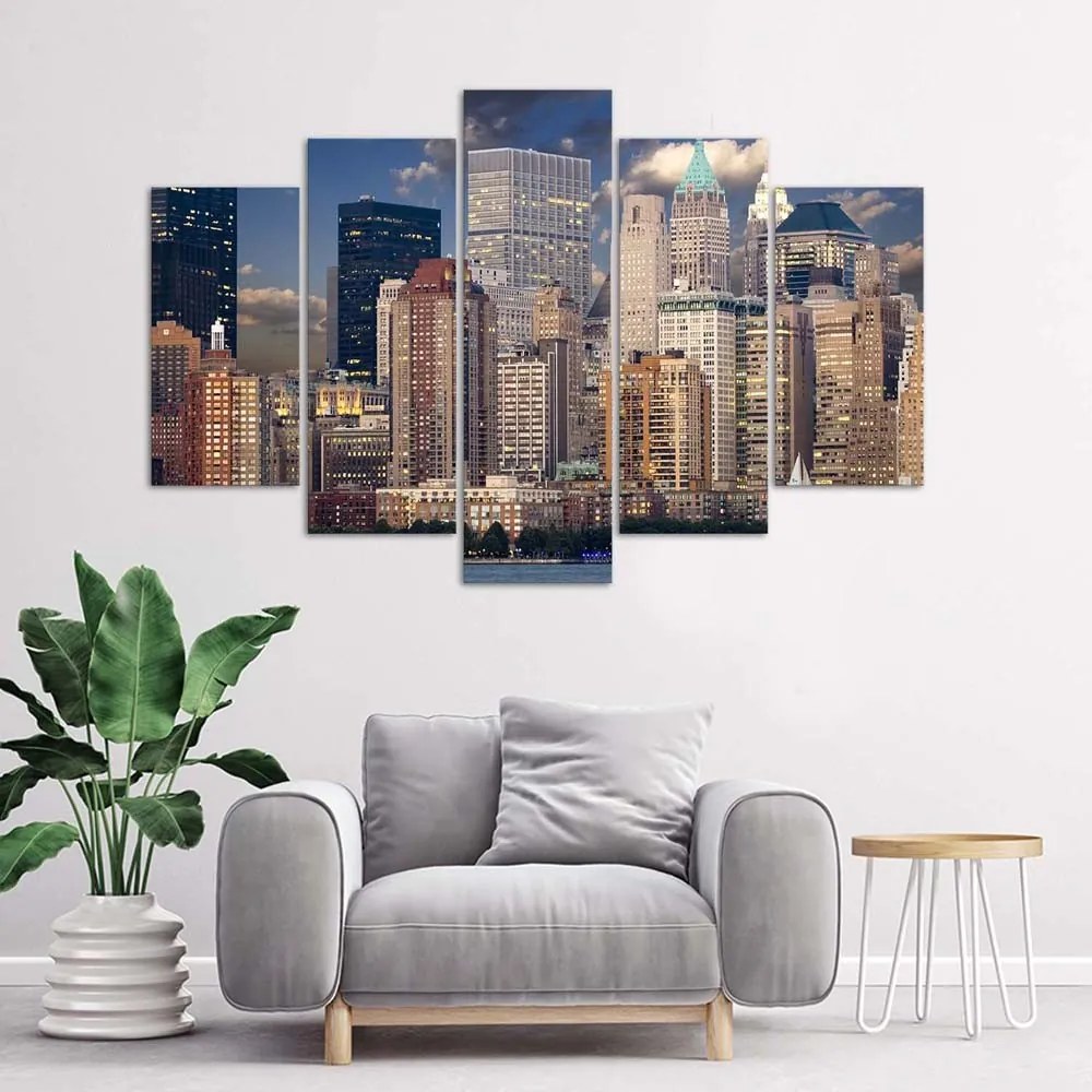Gario Obraz na plátne New York mrakodrapy - 5 dielny Rozmery: 100 x 70 cm